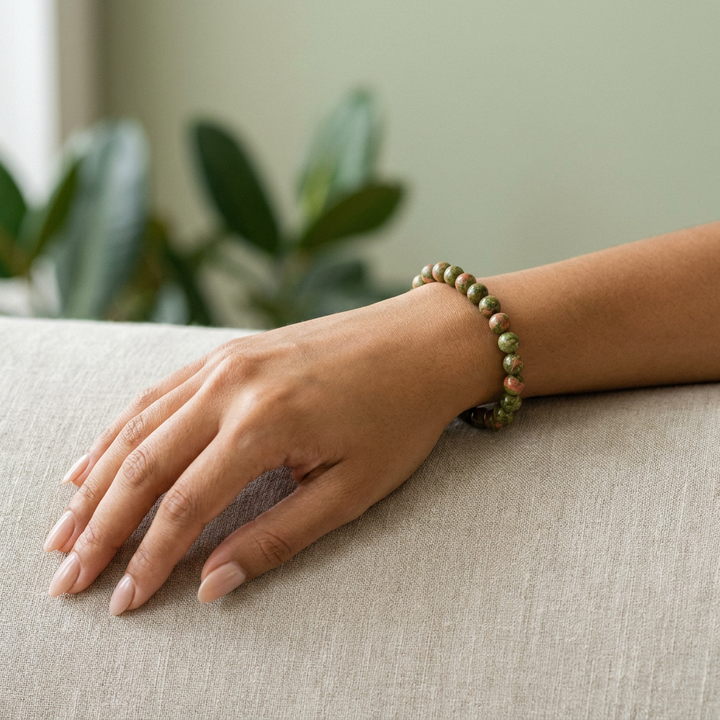 Unakite Bracelet for New Perspectives & Strength - Lifestyle F
