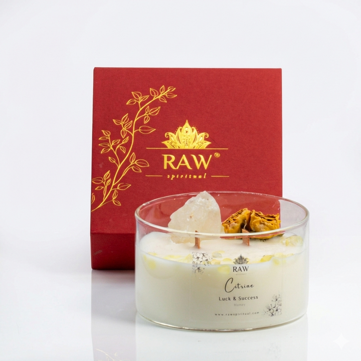 Citrine Aromatherapy Crystal Candle for Abundance