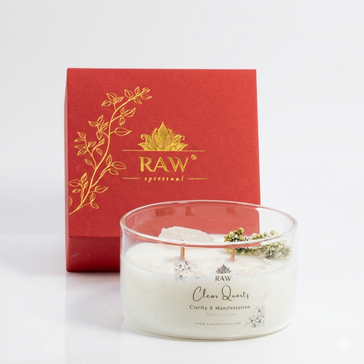 Clear Quartz (Sphatik)  Aromatherapy Crystal Candle for Clarity