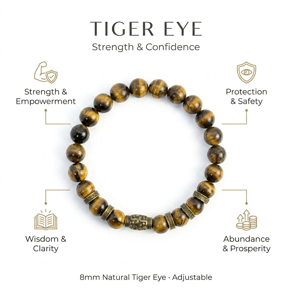 Tiger Eye Bracelet for strength and courage - Infographic