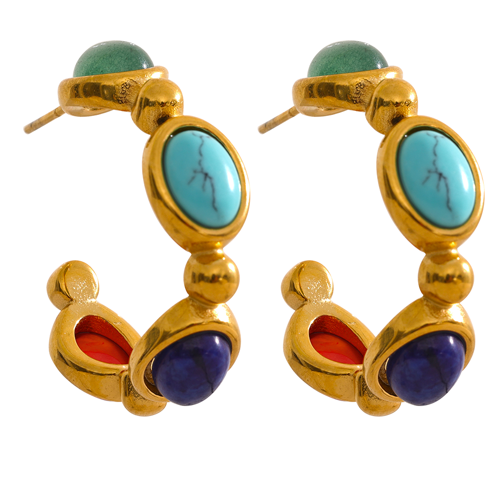 Turquoise, Jade, Agate & Lapis Lazuli Earrings