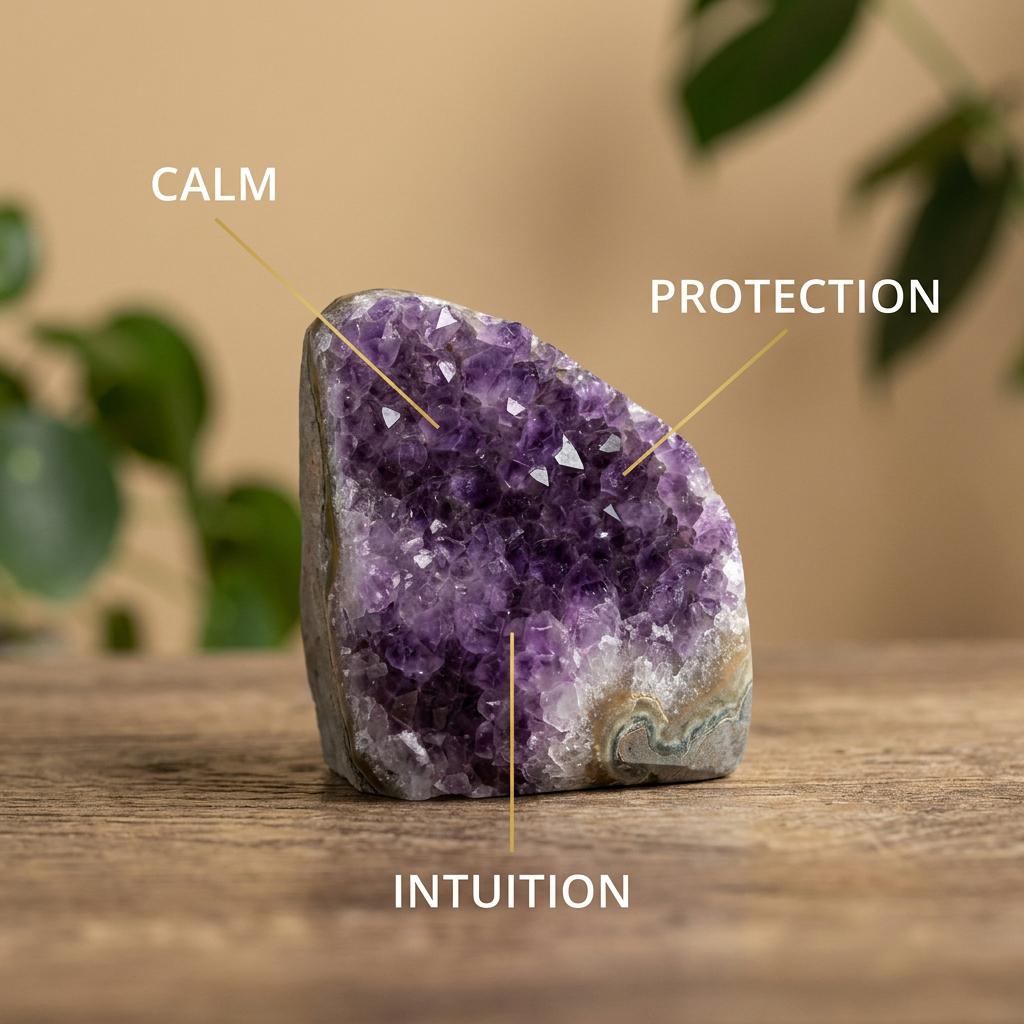 Amethyst Geode Cluster for Manifestation & Crystal Charging - Infographic
