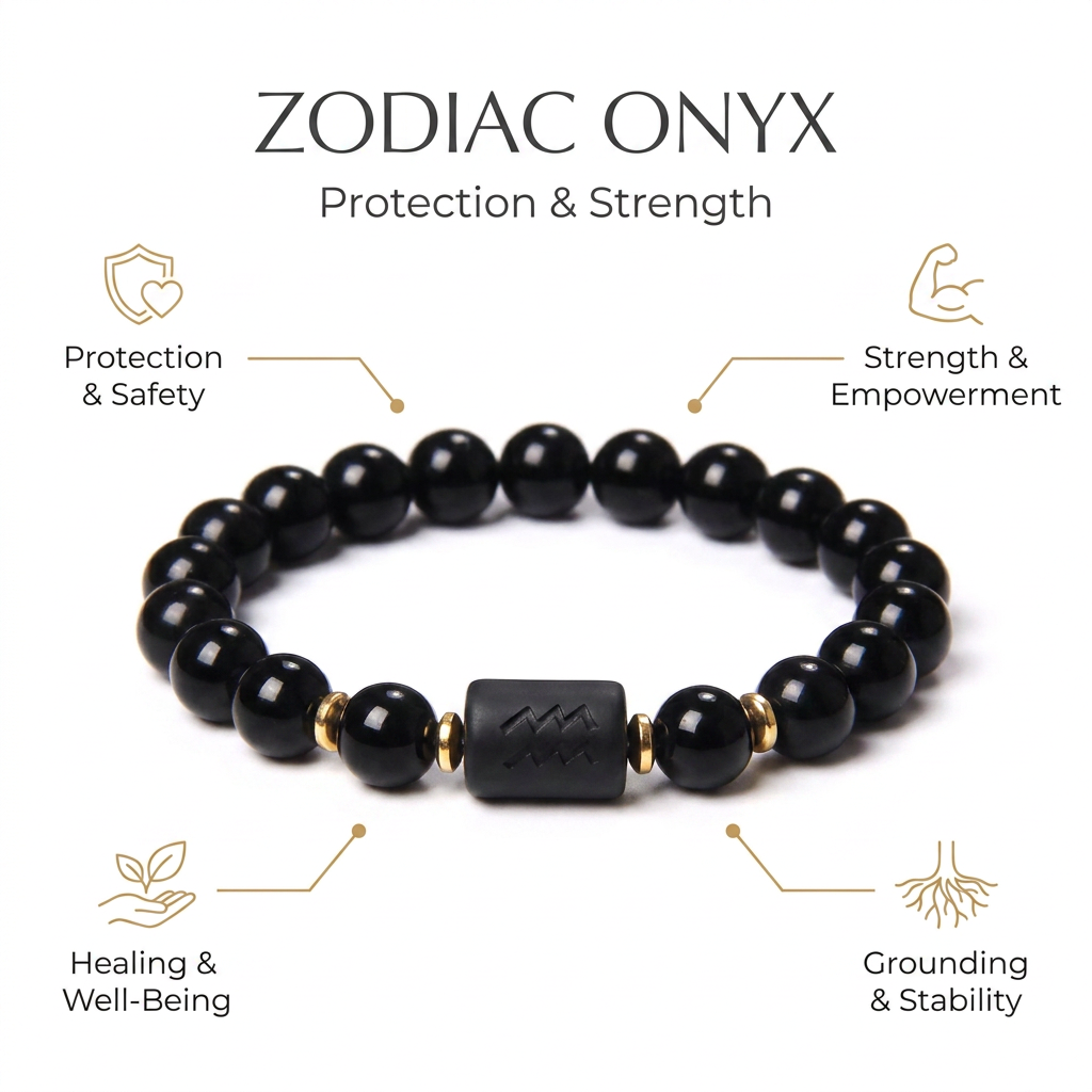 Zodiac Bracelet in Black Onyx - Infographic