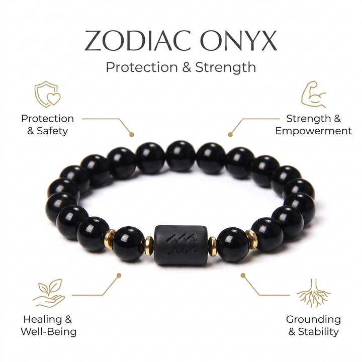 Zodiac Bracelet in Black Onyx - Infographic