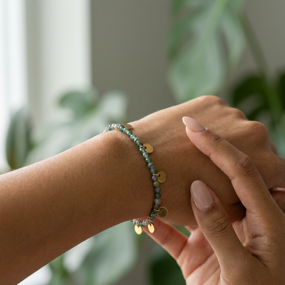 Green Agate (Hakik) bracelet for Growth & Prosperity - Lifestyle F
