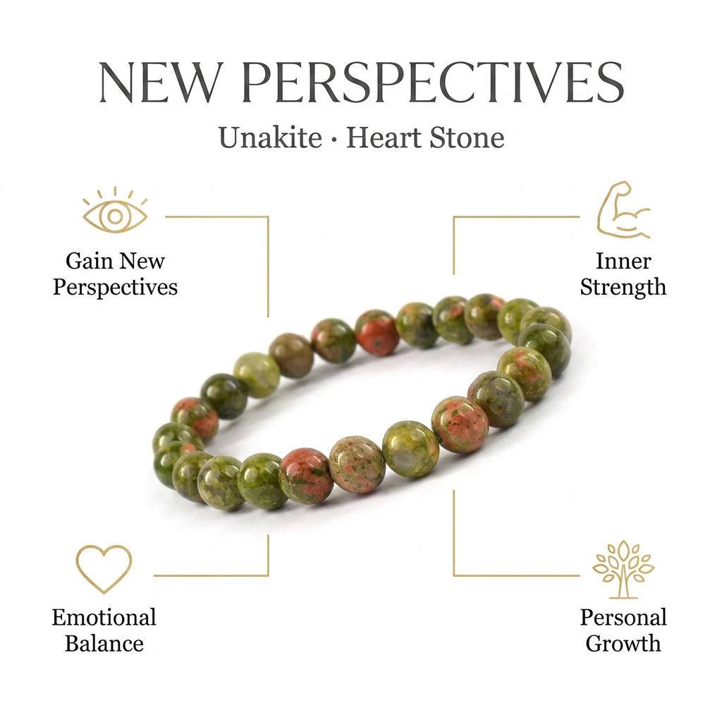 Unakite Bracelet for New Perspectives & Strength - Infographic