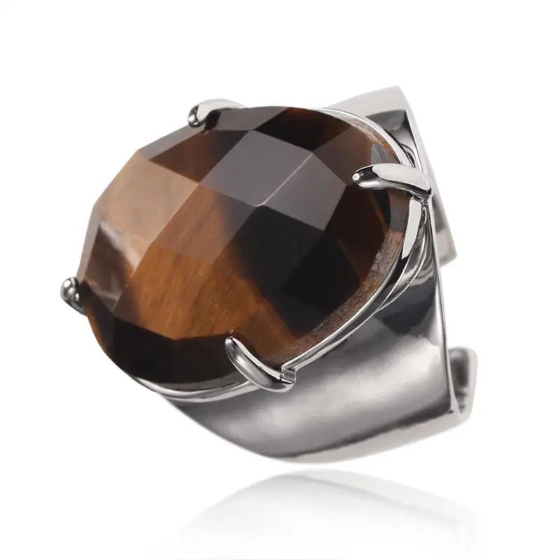 Tiger Eye Faceted Adjustable Ring for Protection for men Yiwu Shanmei Jane
