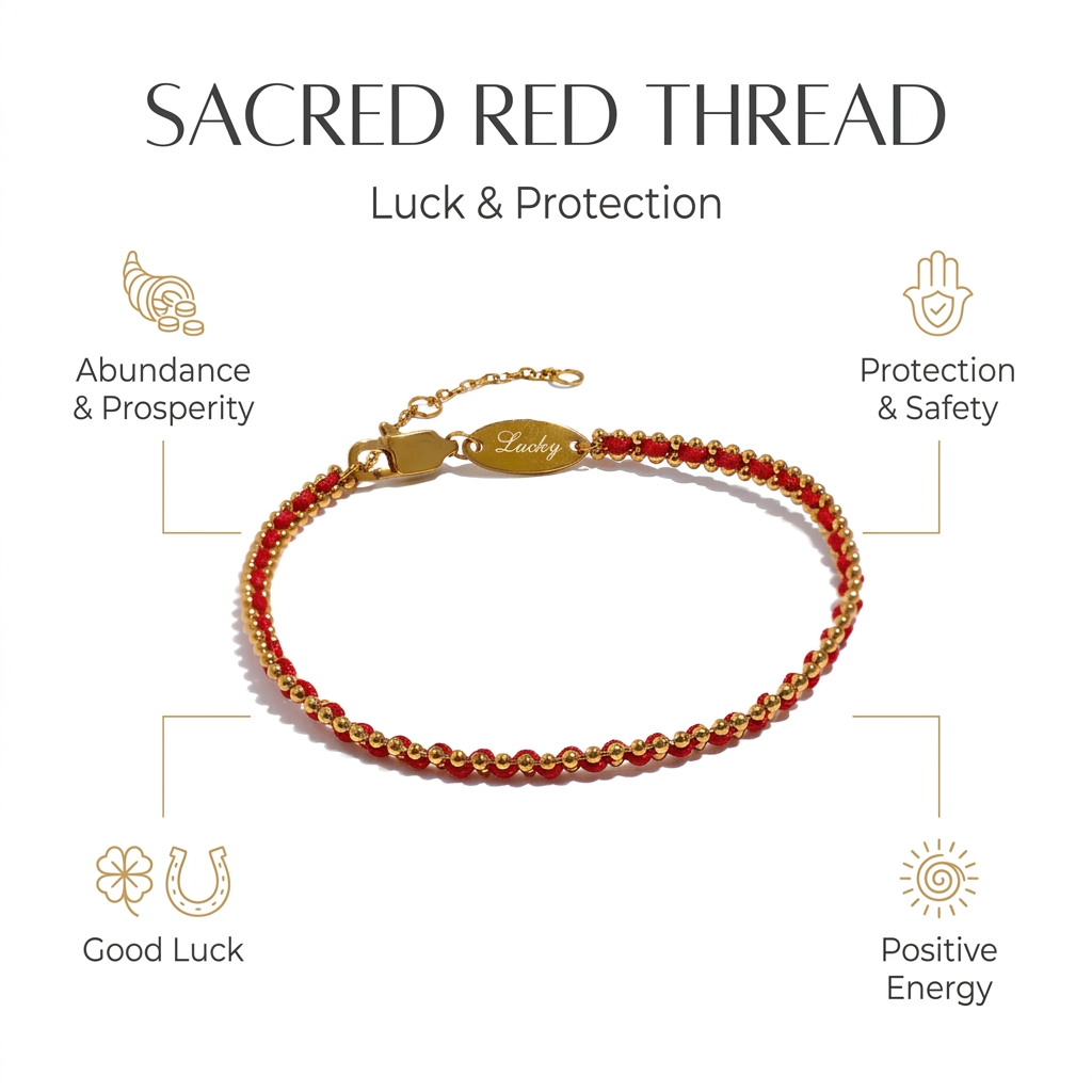 Irza Sacred Red Thread Bracelet for Luck - Infographic