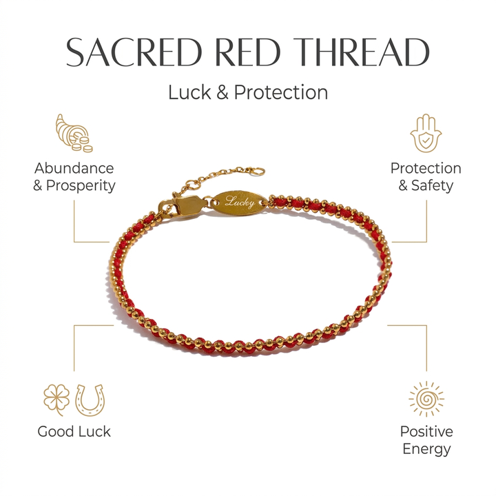 Irza Sacred Red Thread Bracelet for Luck - Infographic