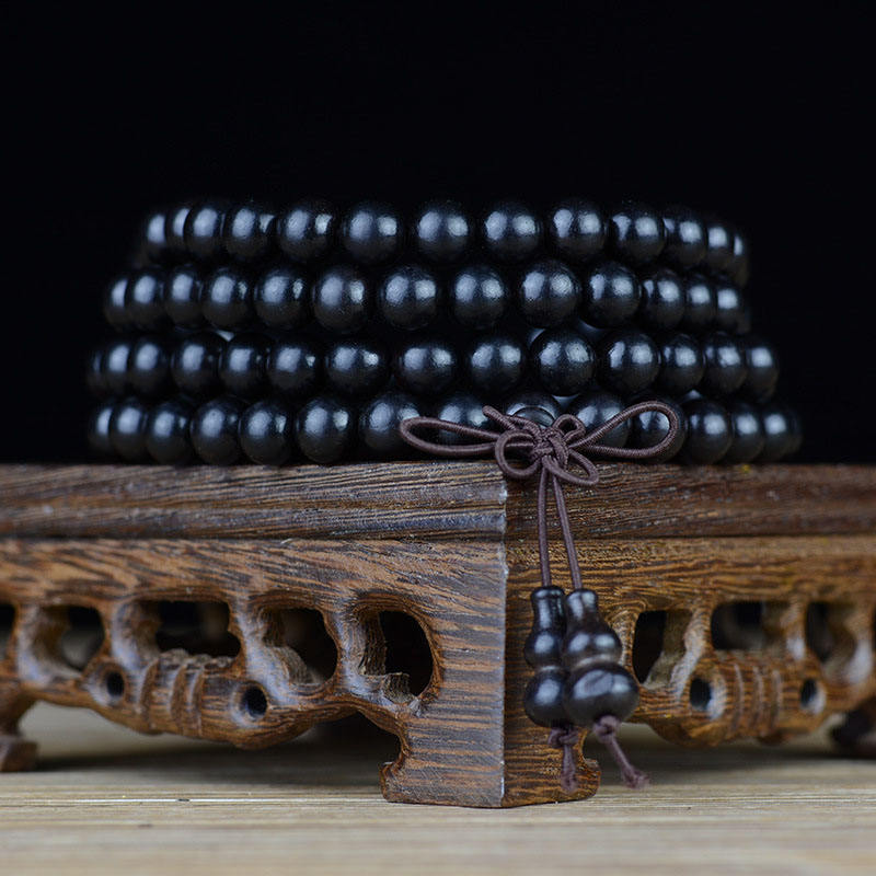 Natural Ebony Karungali 108 Beads Rosary for Protective & Grounding