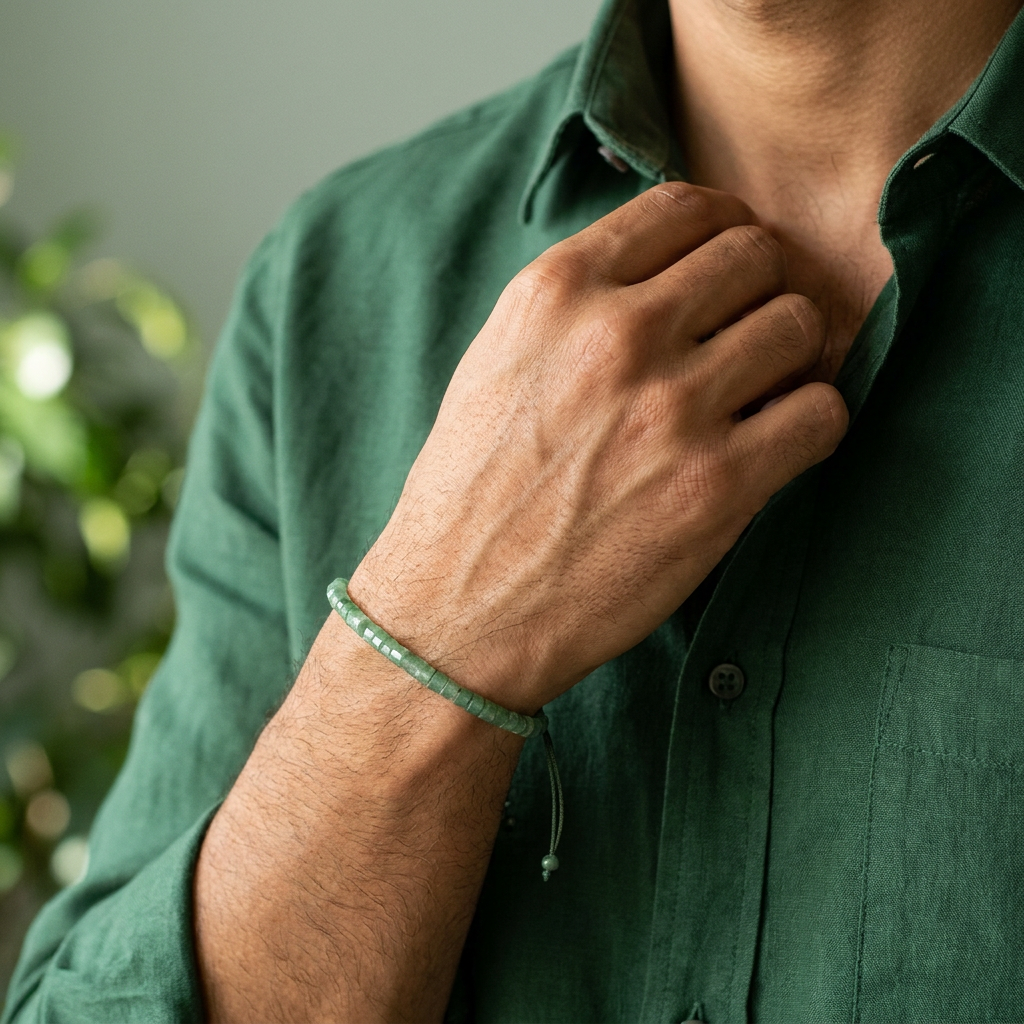 Aventurine Braided Bracelet for Abundance & Luck - Lifestyle Male