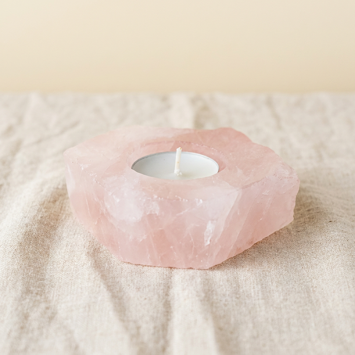 Rose Quartz Crystal Candle Holder for Love - Lifestyle