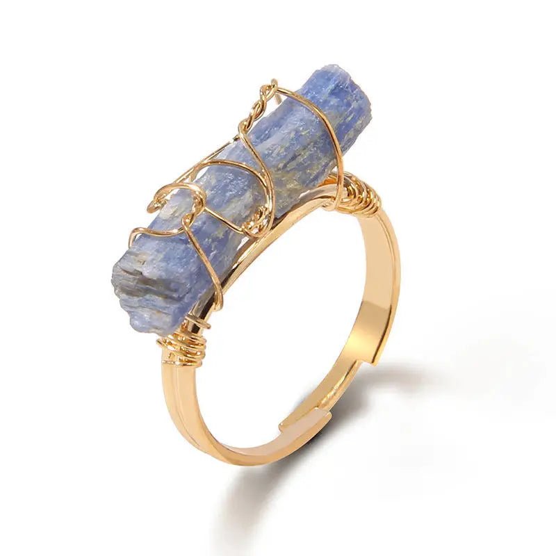 Kyanite Ring Wire wrapped for Energy Amplification & Meditation Yiwu Shanmei Jane