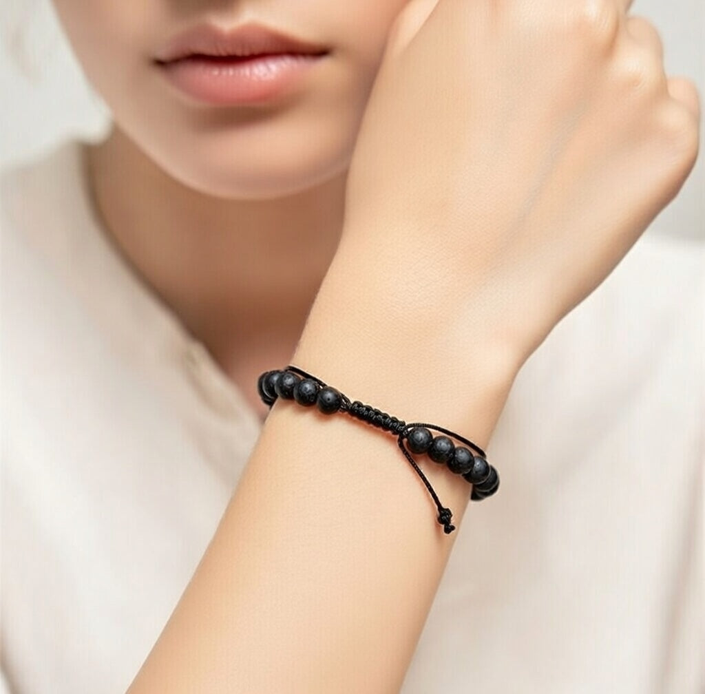 Lava Stone Thread Bracelet for Grounding - Raw Spiritual UAE