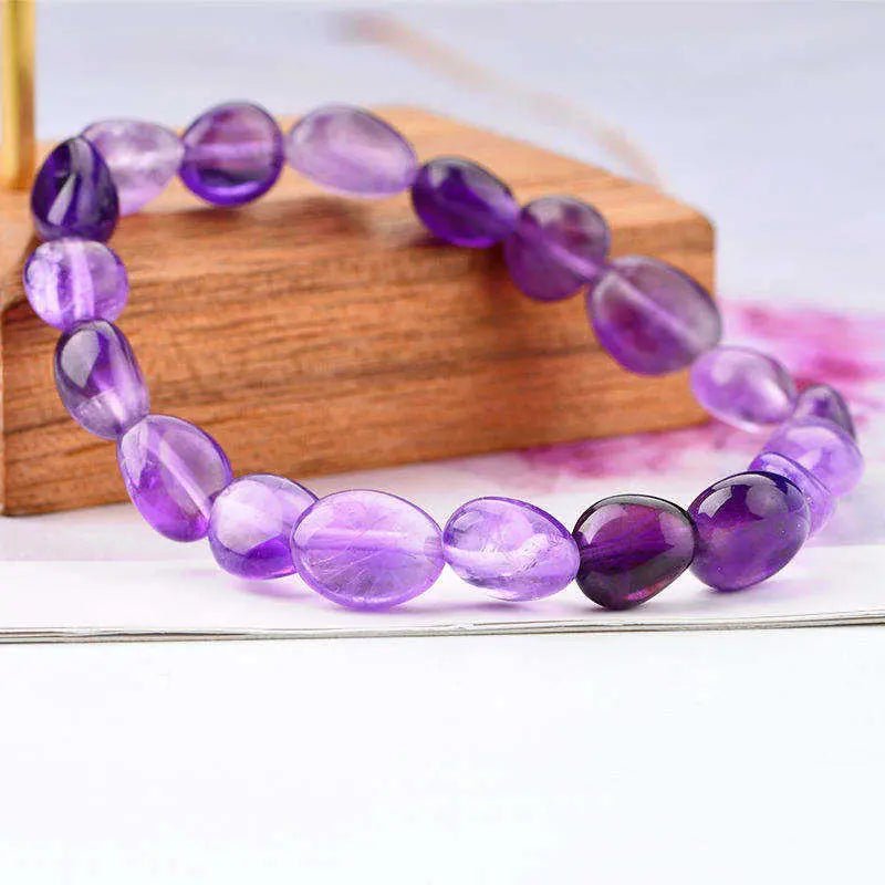 Amethyst Tumbled Oval Bead Bracelet for Healing & Spiritual Awareness Yiwu Shanmei Jane