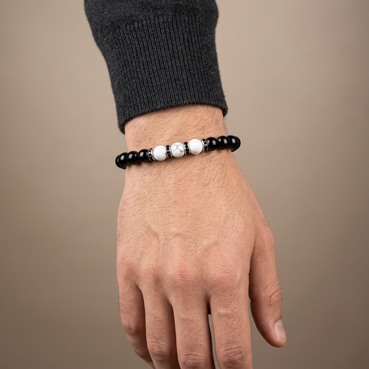 Black Tourmaline & Howlite Bracelet for protection, calmness & patience - Raw Spiritual UAE