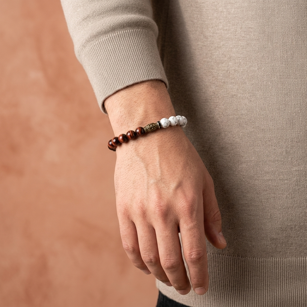 Red Tiger Eye and Howlite Bracelet - Raw Spiritual UAE