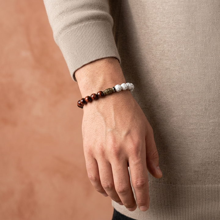 Red Tiger Eye and Howlite Bracelet - Raw Spiritual UAE