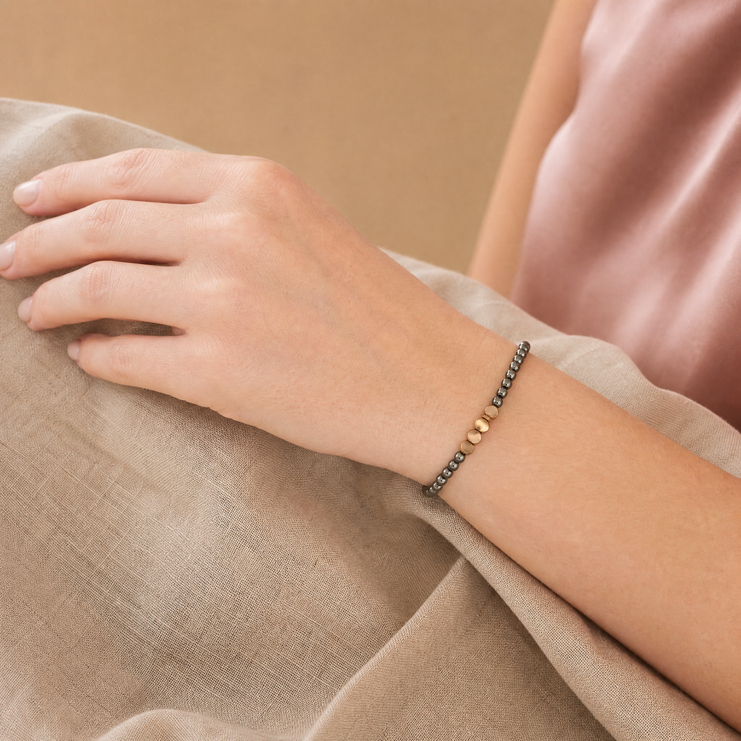 Hematite & Copper Bracelet for Grounding & Luck - Lifestyle Female