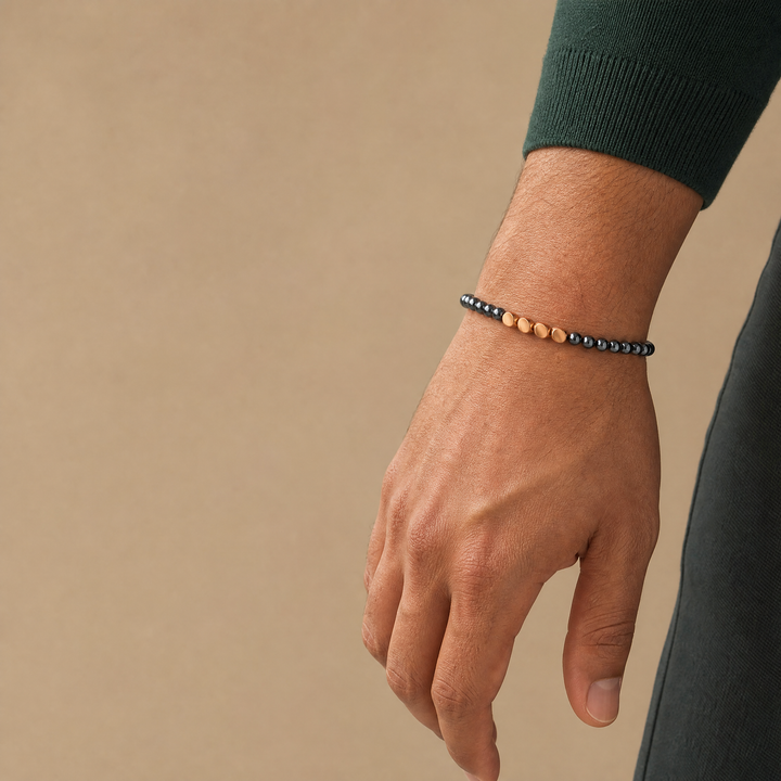 Hematite & Copper Bracelet for Grounding & Luck - Lifestyle Male