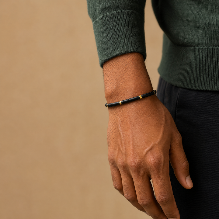 Black Obsidian Braided Bracelet for Protection - Lifestyle Male