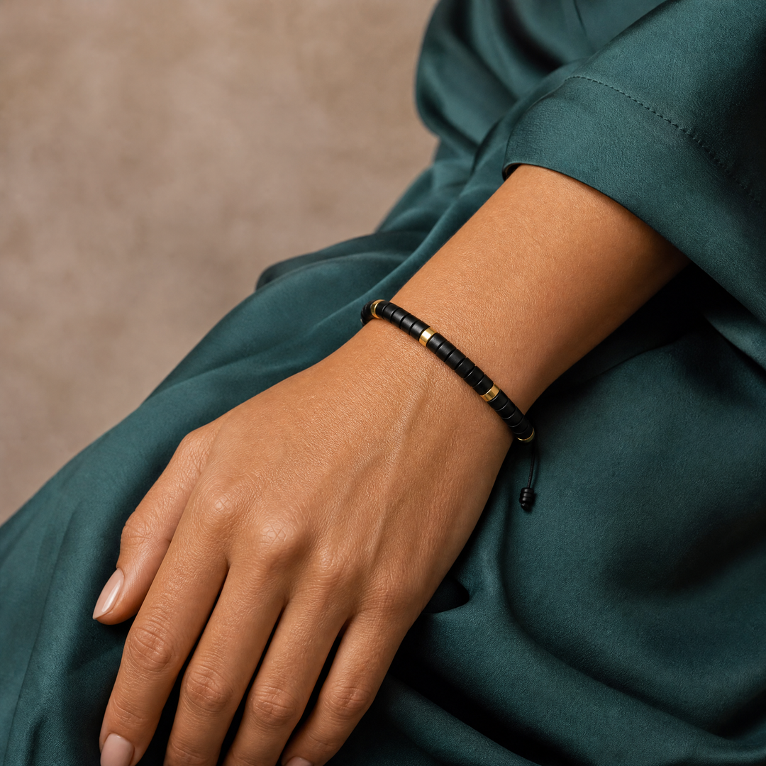Black Obsidian Braided Bracelet for Protection - Lifestyle Female