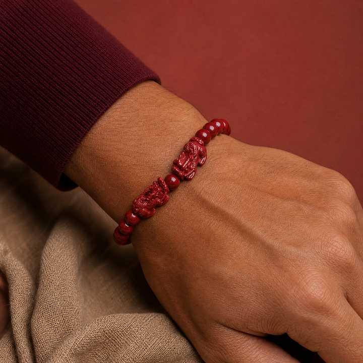 Cinnabar Stone & Pixiu Bracelet for Luck & Confidence - Lifestyle Male