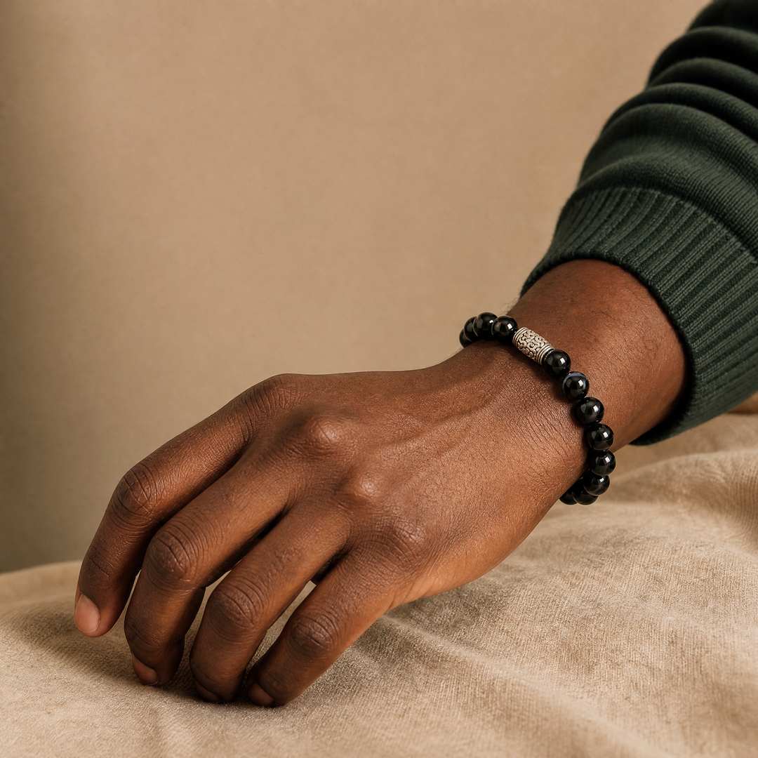 Black Onyx Bracelet for Stress Relief & Protection - Lifestyle Male