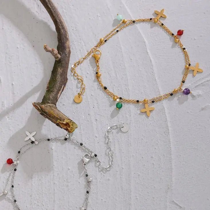 Amethyst, Aventurine, Aquamarine & Carnelian Bracelet Anklet Yiwu Jinyou VIMI