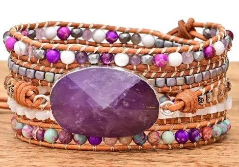 Amethyst Boho Wrap Bracelet for Healing & Balancing Yiwu Shanmei Jane