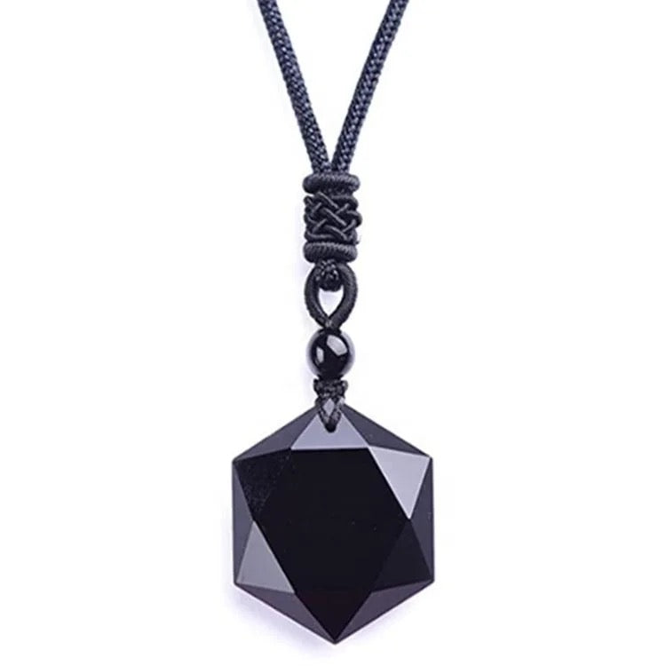 Black Obsidian Hexagon Necklace for Self Growth & Protection