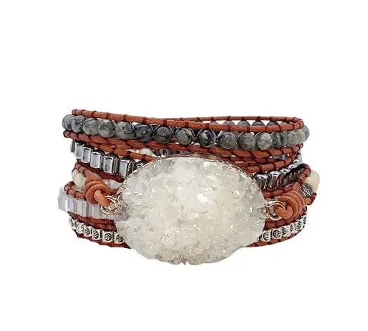 Druzzy & Map Stone Boho Wrap Bracelet for Purity & Strenght Yiwu Shanmei Jane