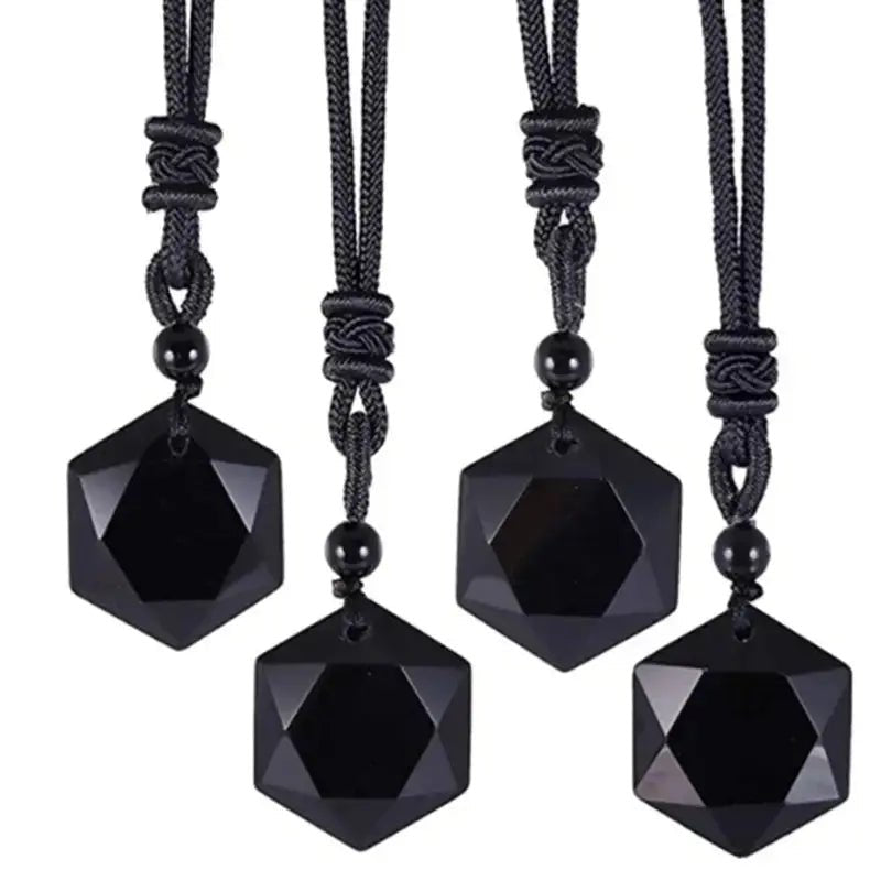 Black Obsidian Hexagon Necklace for Self Growth & Protection Yiwu Shanmei Jane