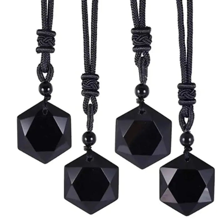 Black Obsidian Hexagon Necklace for Self Growth & Protection Yiwu Shanmei Jane