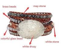 Druzzy & Map Stone Boho Wrap Bracelet for Purity & Strenght Yiwu Shanmei Jane