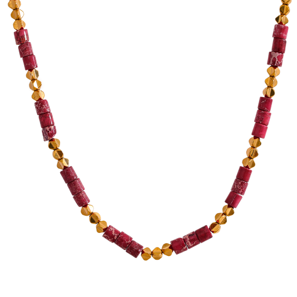 Red Emperor Stone Necklace for Strength & Protection