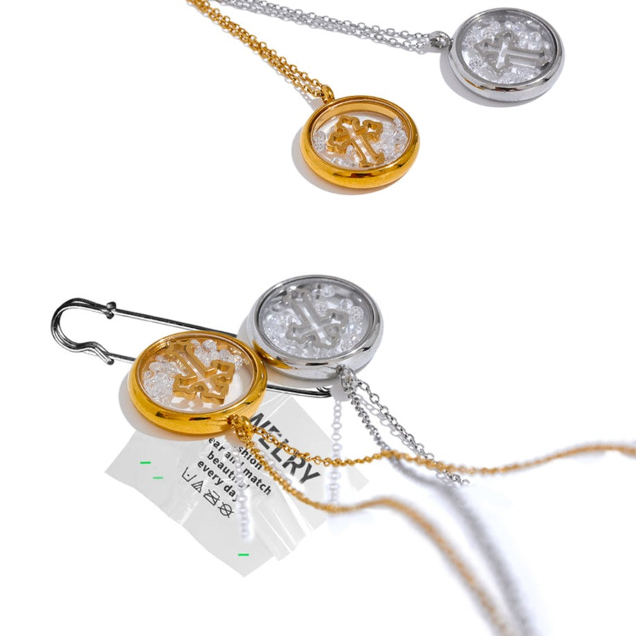 Cross Pendant with Zircon Necklace