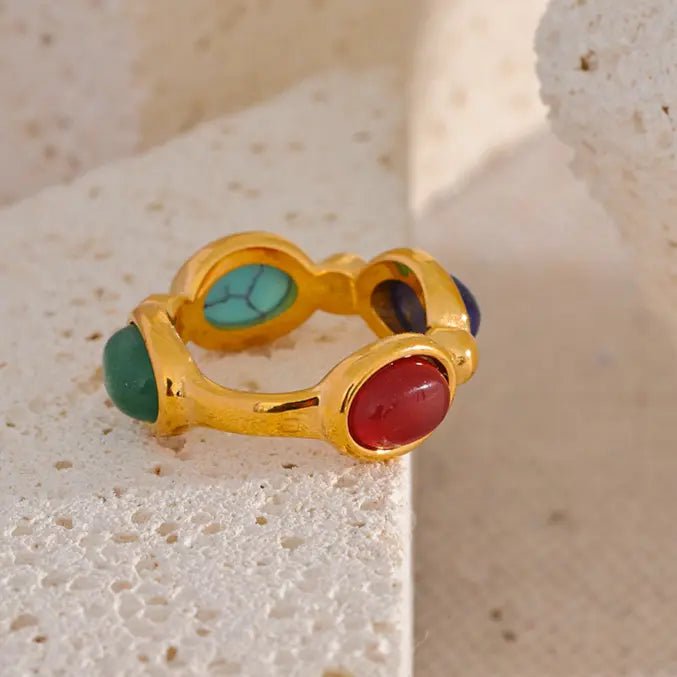 Turquoise, Jade, Agate & Lapis Lazuli Ring Yiwu Landy Jewelry Summer WU