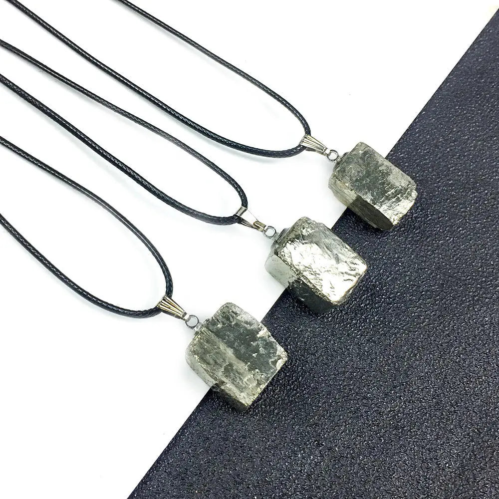 Pyrite Raw Pendant Necklace for Abundance, Prosperity & Wealth Yiwu Shanmei Jane