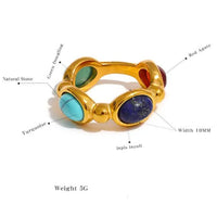 Turquoise, Jade, Agate & Lapis Lazuli Ring Yiwu Landy Jewelry Summer WU