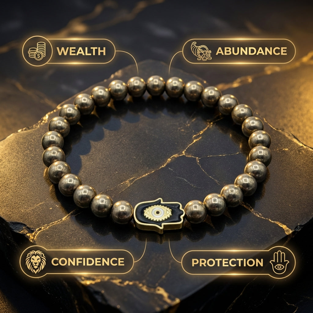 Pyrite with Hamza Hand Bracelet - Raw Spiritual UAE