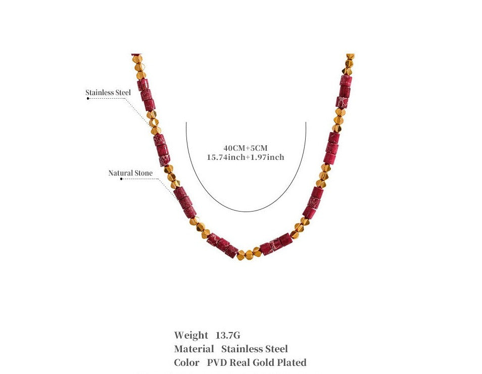 Red Emperor Stone Necklace for Strength & Protection