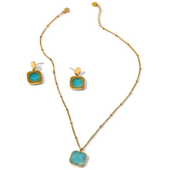 Amazonite Earrings - Necklace Set  by Raw Spiritual