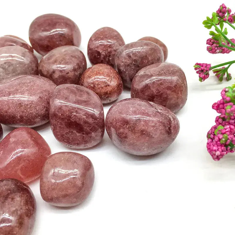 Strawberry Quartz Tumbled Stones (Set of 4)  by Raw Spiritual