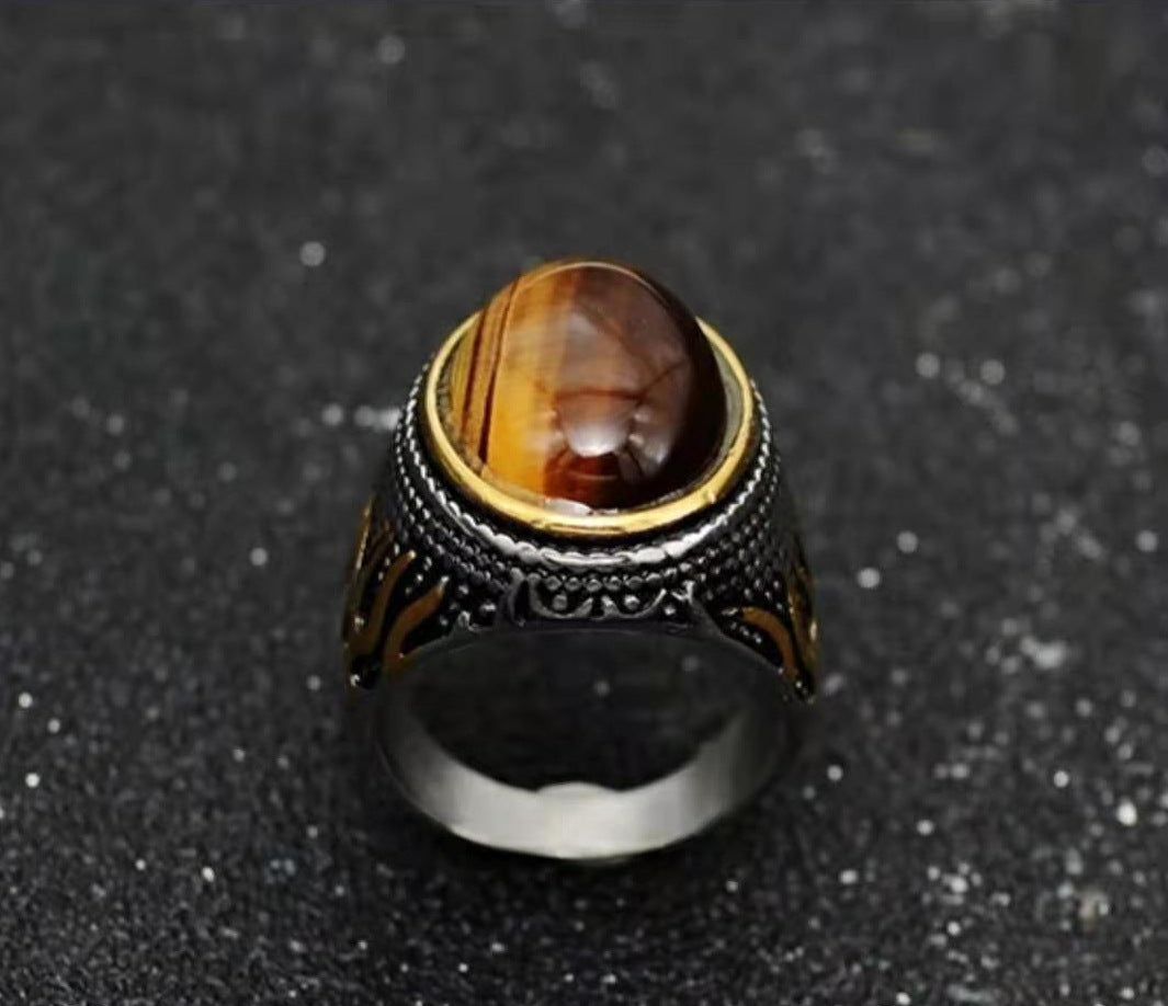 Tiger Eye Retro Ring for Protection & Courage