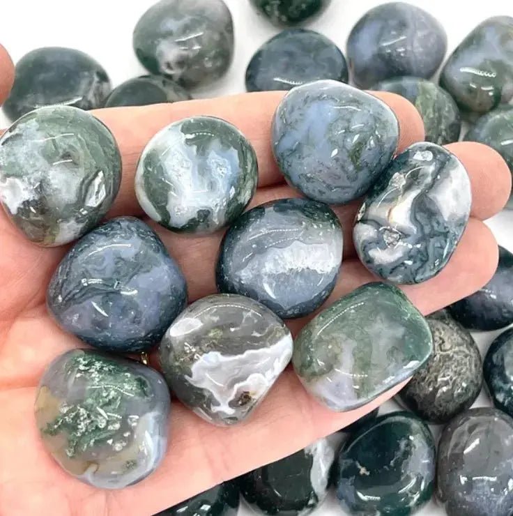Moss Agate (Haqik) Tumbled Stones (Set of 4) Yiwu Shanmei Jane
