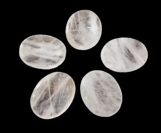 Clear Quartz (Sphatik) Worry Palm Stone - Manifestation & Clarity Yiwu Shanmei Jane