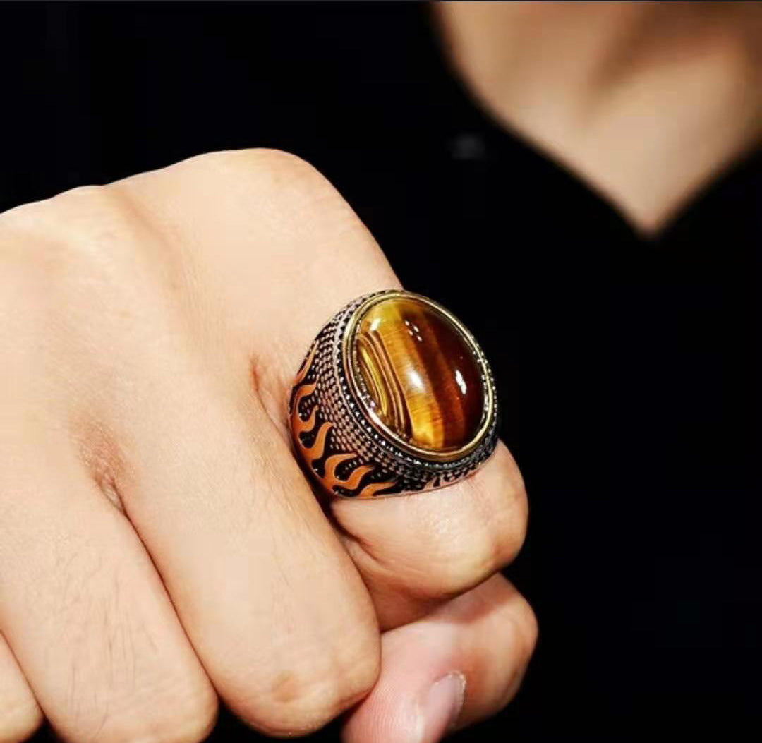 Tiger Eye Retro Ring for Protection & Courage