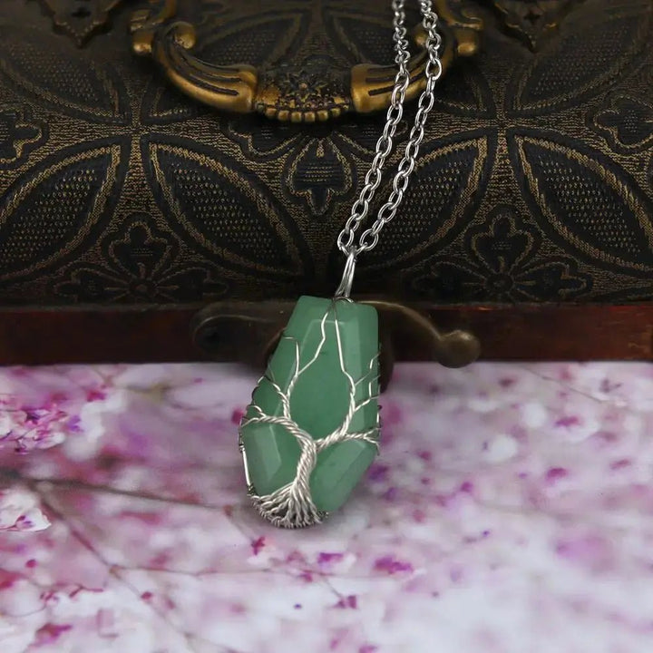Aventurine Wire Wrapped Pendant Necklace for Abundance & Prosperity Yiwu Shanmei Jane