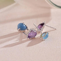 Amethyst / Aquamarine Earrings in S925 Silver  by Raw Spiritual